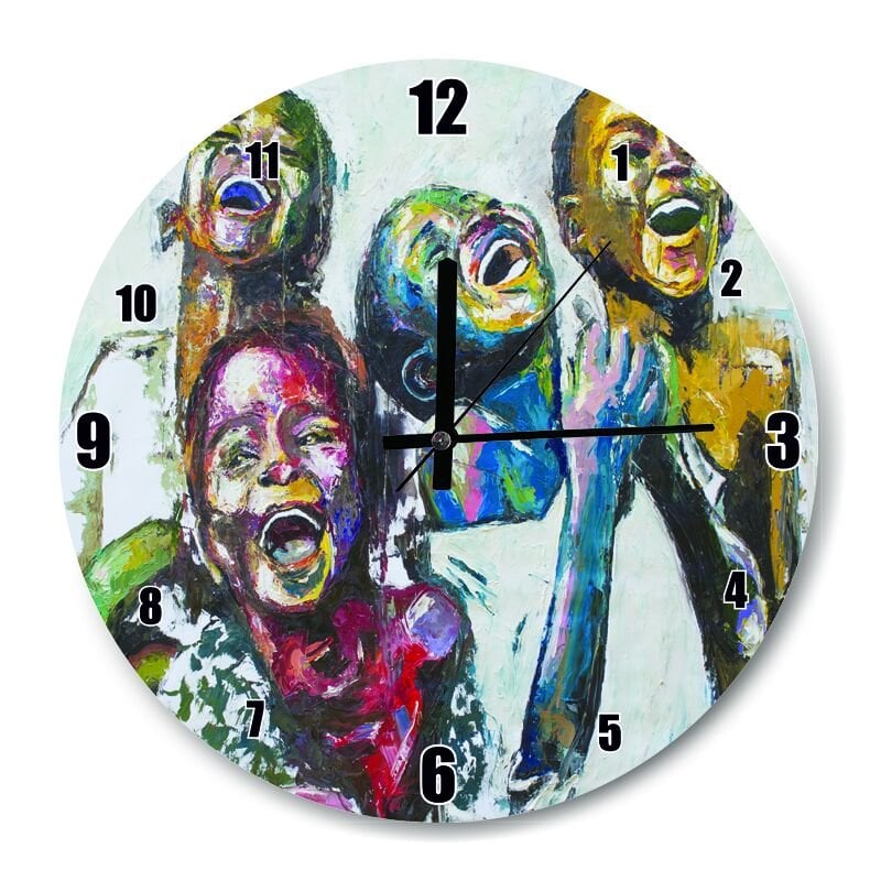 Afrikalı Çocukların Kahkahaları Yağlıboya  Mdf Ahşap Duvar Saati