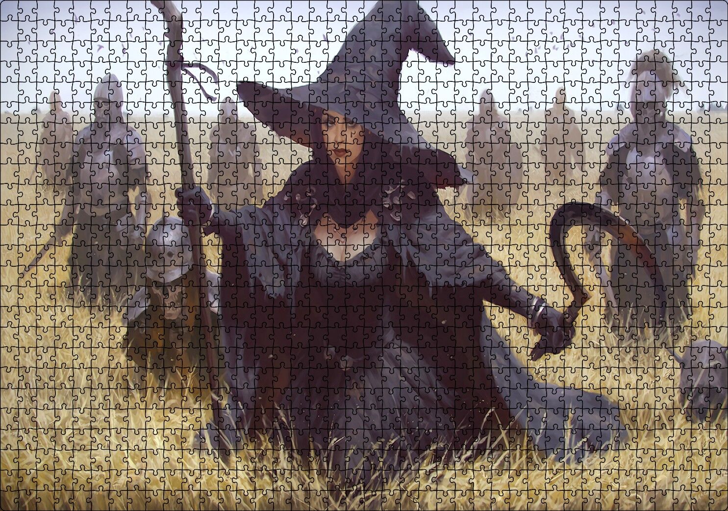 Başaklar Arasında Cadı ve Ölü Şövalyeler Puzzle Yapboz MDF Ahşap 1000 Parça 49 cm X 68 cm