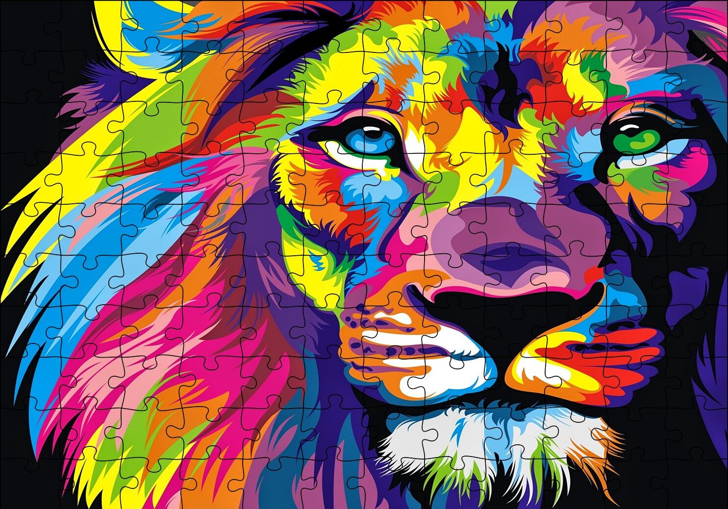Rengarenk Erkek Aslan Artwork Puzzle Yapboz MDF Ahşap 120 Parça 24 cm X 34 cm