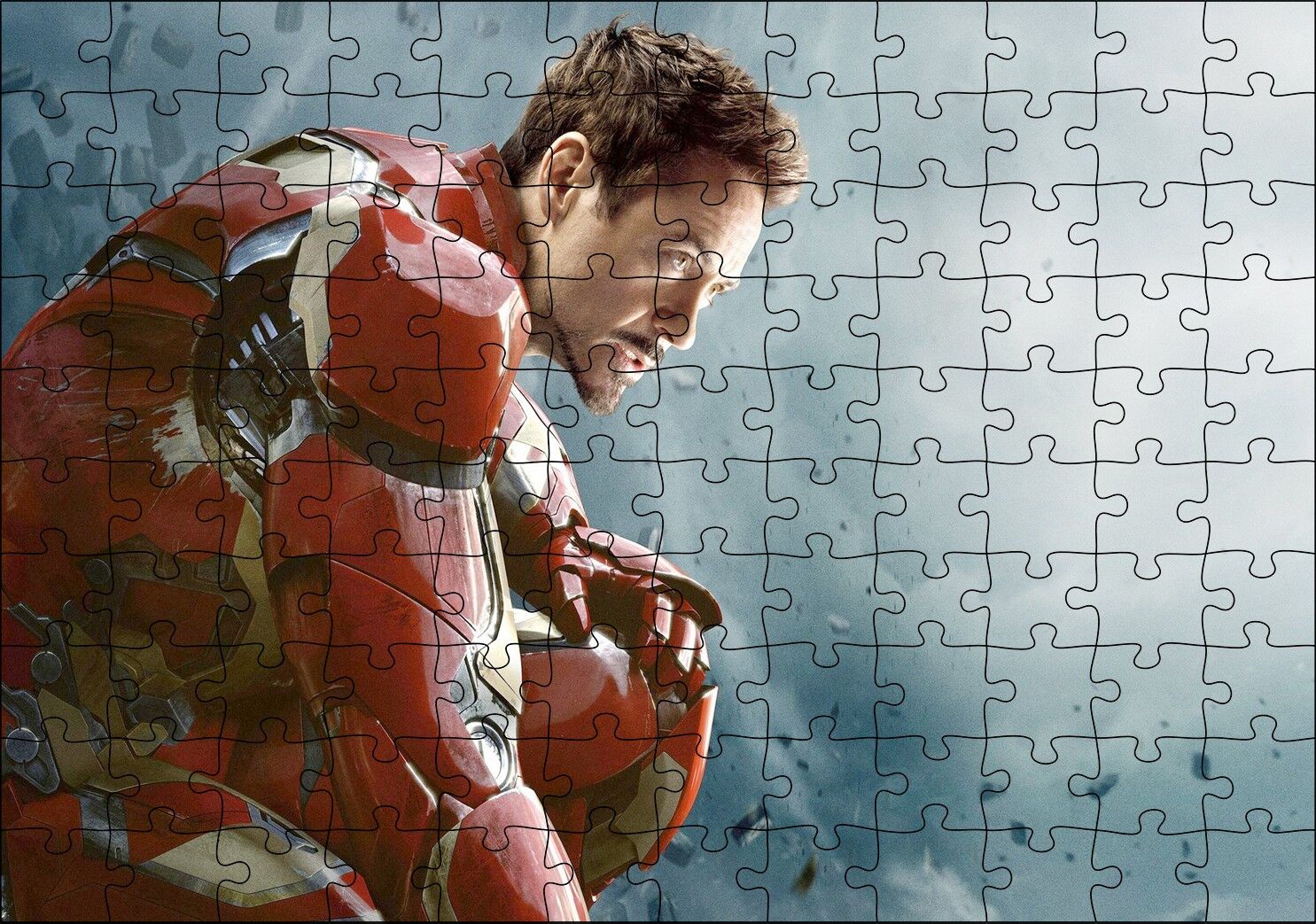 Yenilmezler Iron Man Tony Stark Oturan Pozu Puzzle Yapboz MDF Ahşap 120 Parça 24 cm X 34 cm