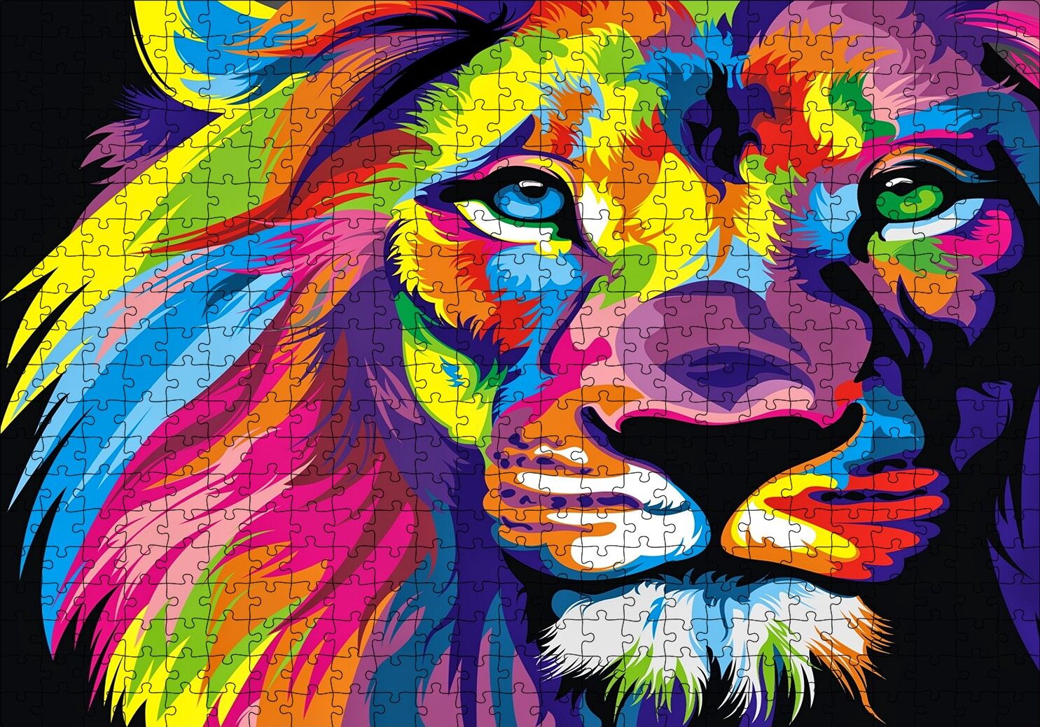 Rengarenk Erkek Aslan Artwork Puzzle Yapboz MDF Ahşap 500 Parça 49 cm X 68 cm