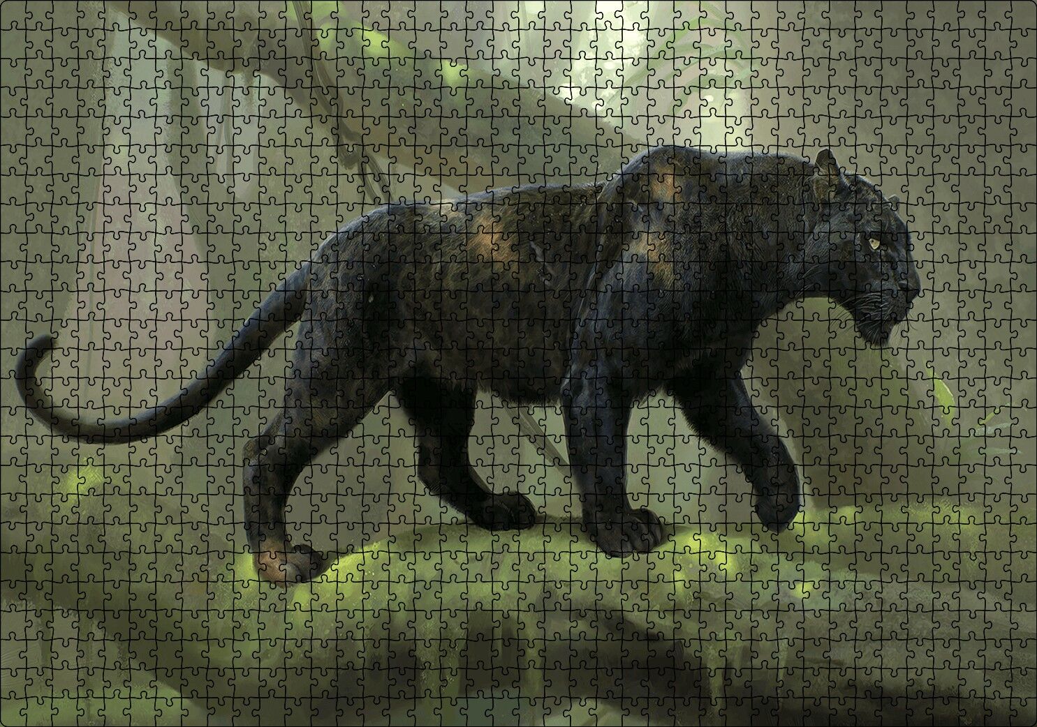 Orman Ve Kara Panter Görseli Puzzle Yapboz MDF Ahşap 1000 Parça 49 cm X 68 cm