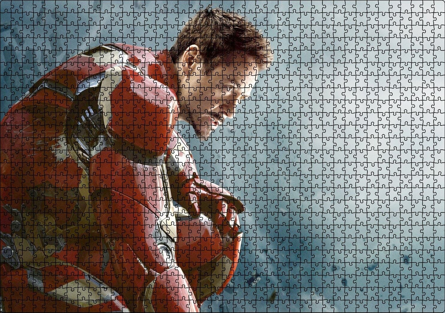 Yenilmezler Iron Man Tony Stark Oturan Pozu Puzzle Yapboz MDF Ahşap 1000 Parça 49 cm X 68 cm