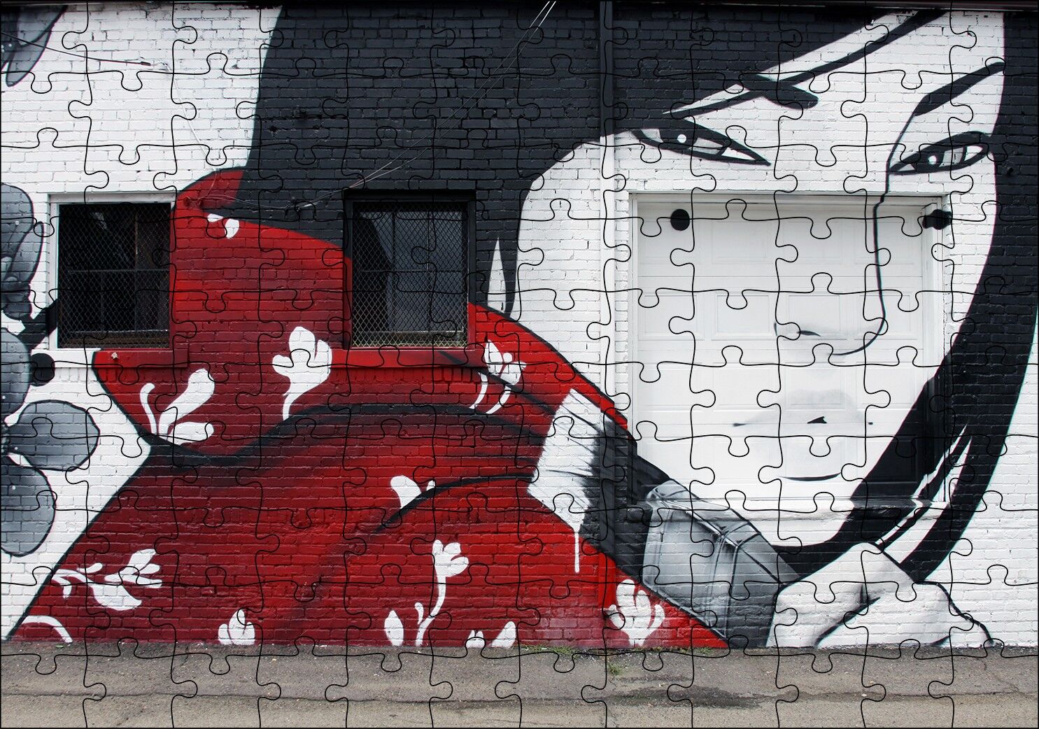 Duvar Boyama Graffitici Kız Puzzle Yapboz MDF Ahşap