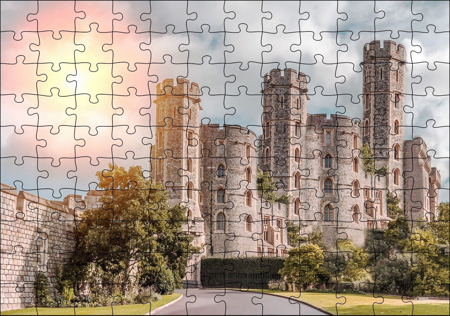 Avrupa Soylu Malikanesi ve Bulutlu Gökler Puzzle Yapboz MDF Ahşap 120 Parça 24 cm X 34 cm