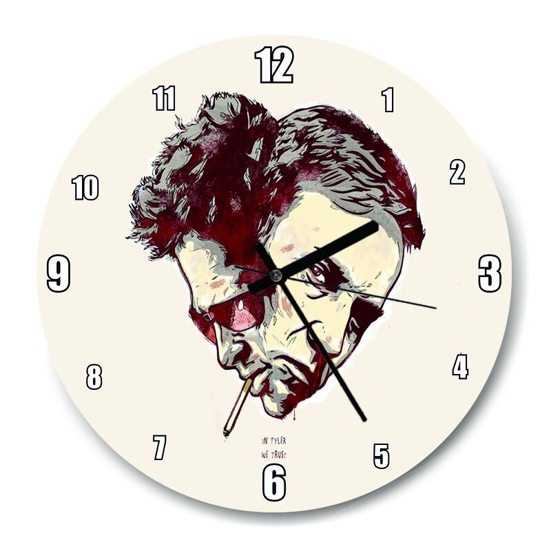 Fight Club Jack ve Tyler  Mdf Ahşap Duvar Saati 30 cm Çap