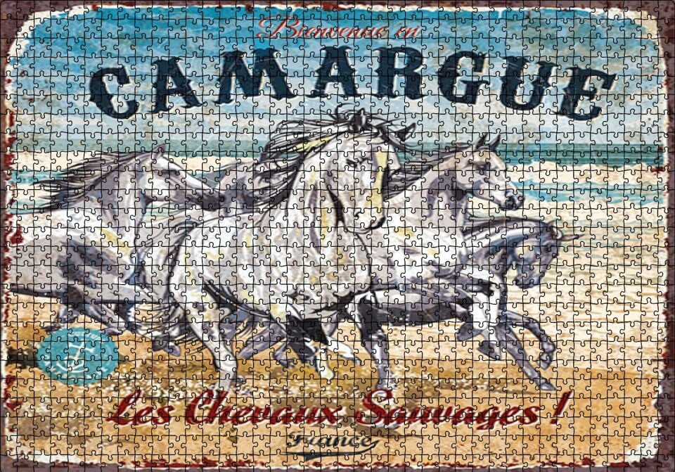 Çatlak Zeminde Koşan Vahşi Atlar Puzzle Yapboz MDF Ahşap 1000 Parça 49 cm X 68 cm