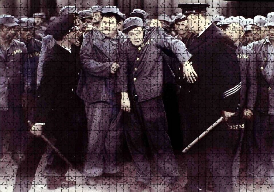 Stan Laurel ve Oliver Hardy Puzzle Yapboz MDF Ahşap 1000 Parça 49 cm X 68 cm