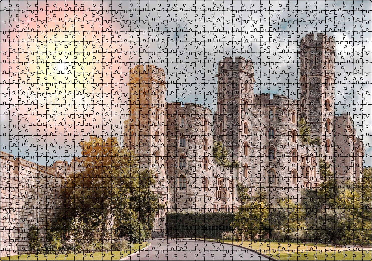 Avrupa Soylu Malikanesi ve Bulutlu Gökler Puzzle Yapboz MDF Ahşap 1000 Parça 49 cm X 68 cm