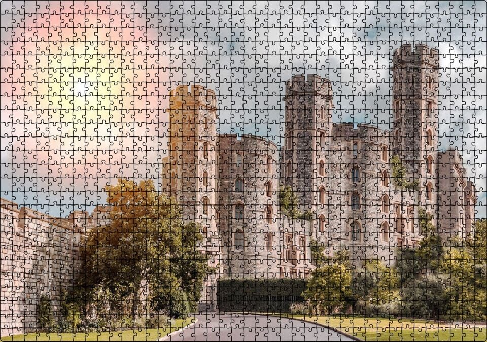 Avrupa Soylu Malikanesi ve Bulutlu Gökler Puzzle Yapboz MDF Ahşap 1000 Parça 49 cm X 68 cm