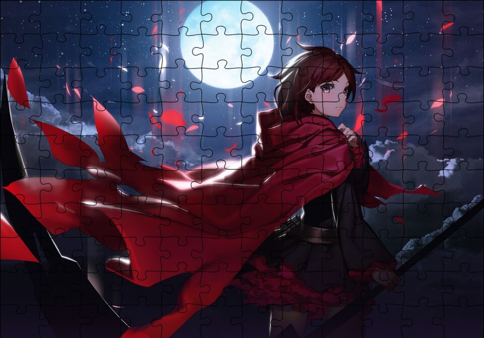 Ruby Rose ve Dolunay Puzzle Yapboz MDF Ahşap 120 Parça 24 cm X 34 cm