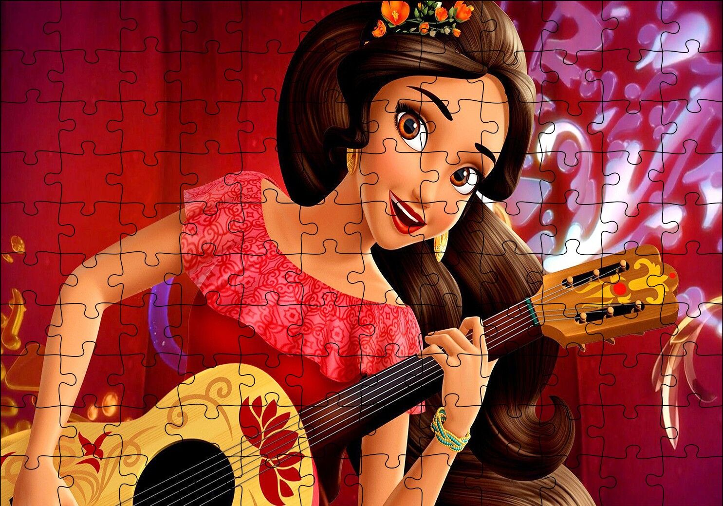Elena of Avalor Gitar Çalıyor Puzzle Yapboz MDF Ahşap 120 Parça 24 cm X 34 cm