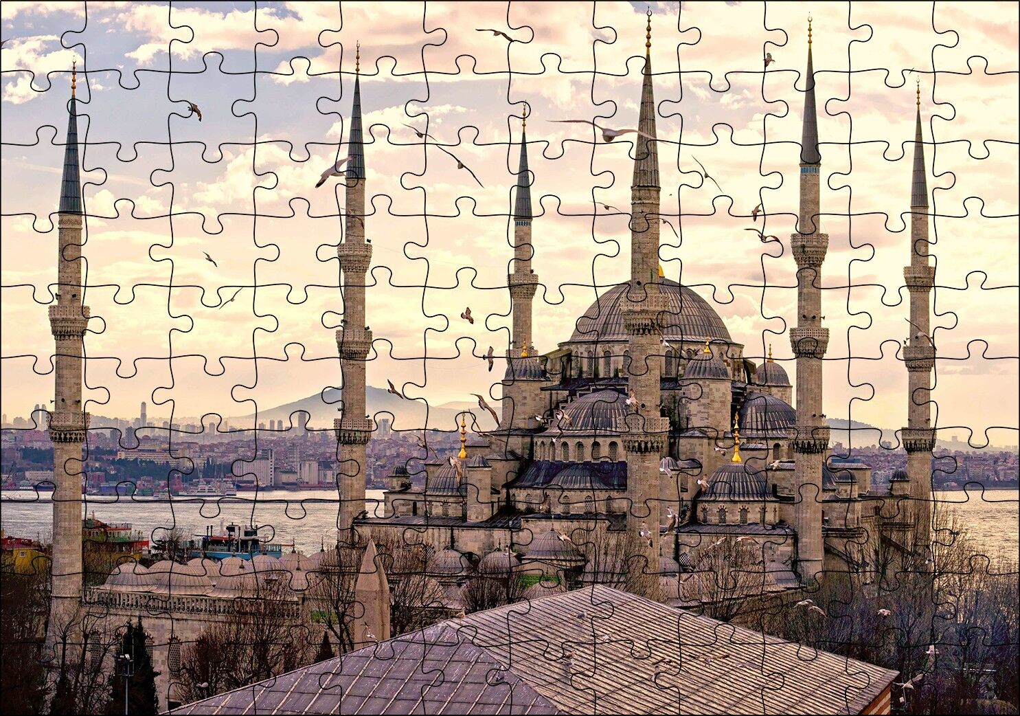 Sultan Ahmet Cami Görseli Puzzle Yapboz MDF Ahşap 120 Parça 24 cm X 34 cm