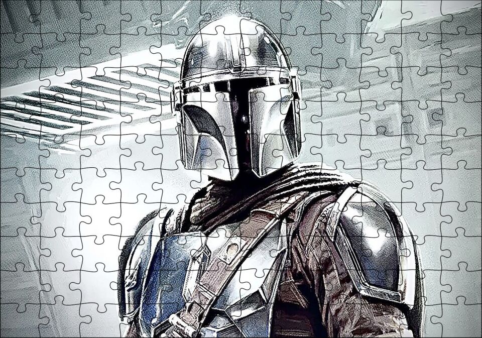 Miğferli ve Zırhlı Savaşçı Yakın Plan Puzzle Yapboz MDF Ahşap