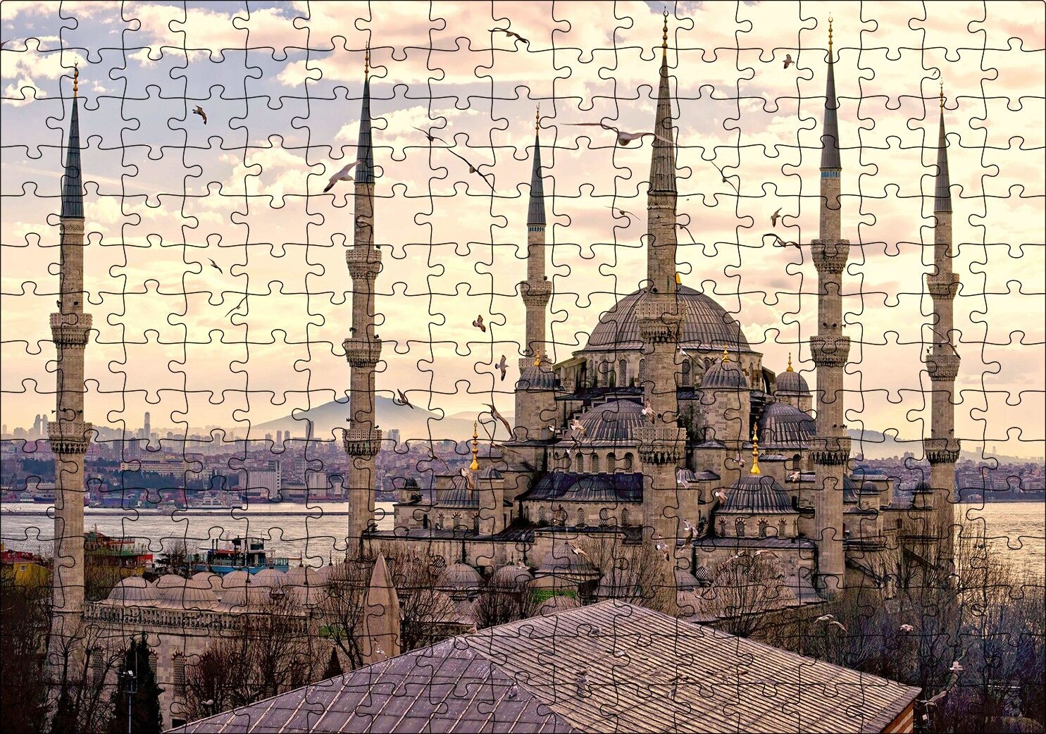 Sultan Ahmet Cami Görseli Puzzle Yapboz MDF Ahşap 255 Parça 34 cm X 49 cm