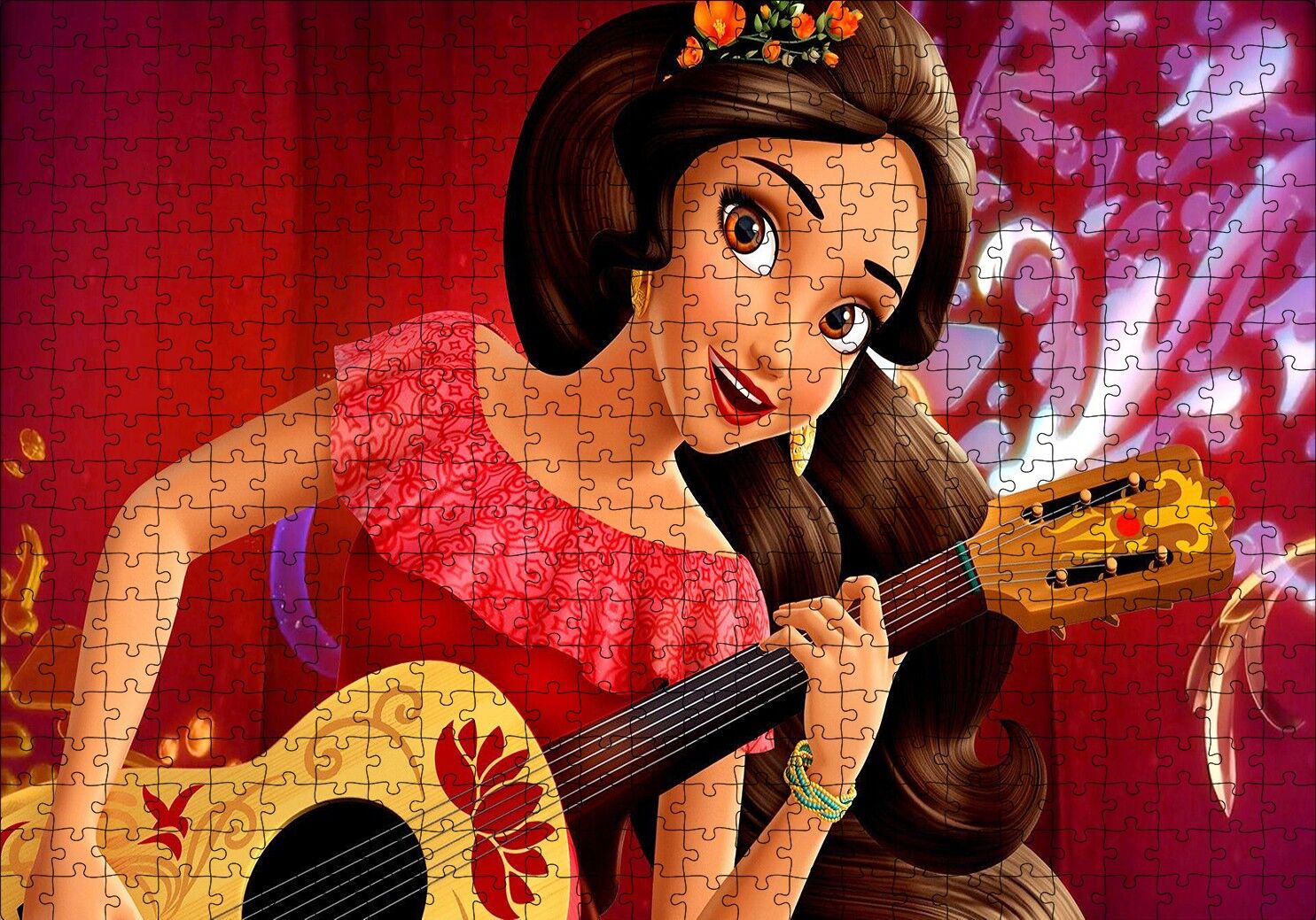 Elena of Avalor Gitar Çalıyor Puzzle Yapboz MDF Ahşap 500 Parça 49 cm X 68 cm