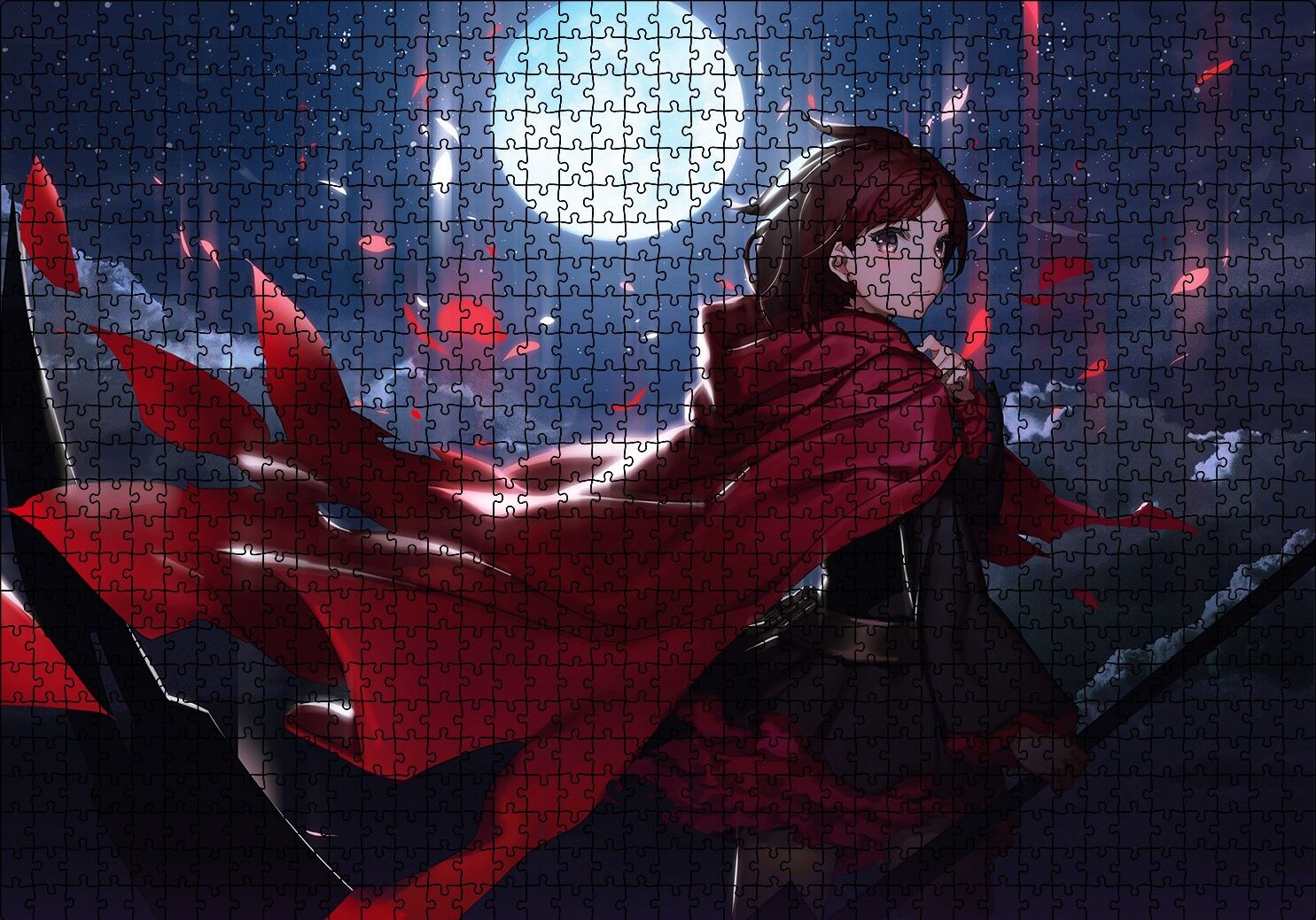 Ruby Rose ve Dolunay Puzzle Yapboz MDF Ahşap 1000 Parça 49 cm X 68 cm
