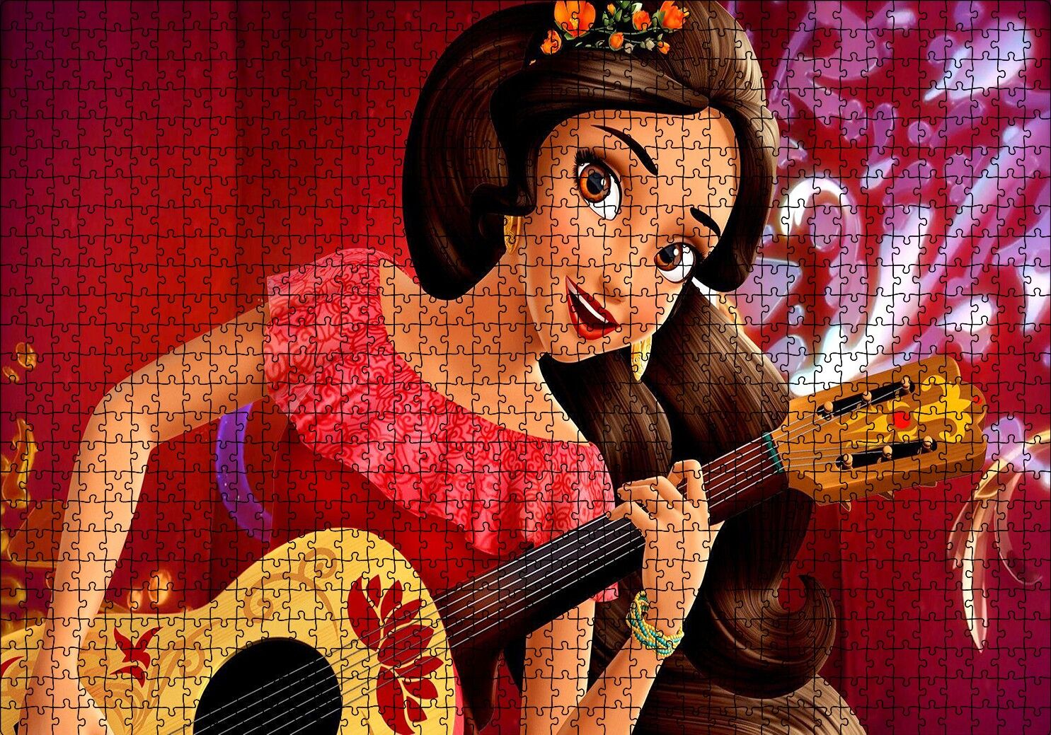 Elena of Avalor Gitar Çalıyor Puzzle Yapboz MDF Ahşap 1000 Parça 49 cm X 68 cm