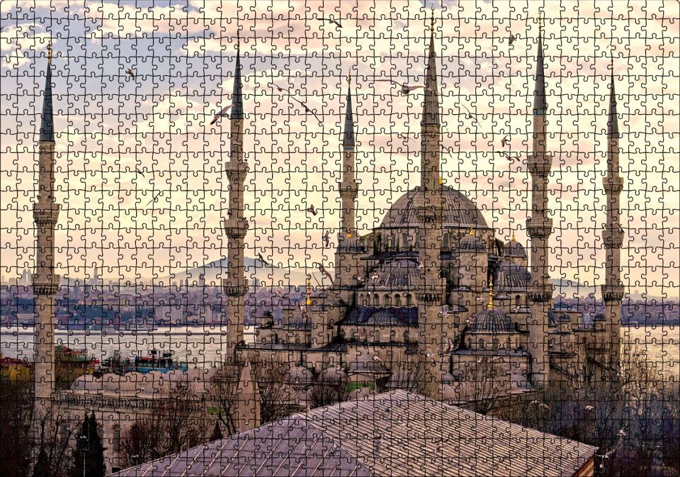 Sultan Ahmet Cami Görseli Puzzle Yapboz MDF Ahşap 1000 Parça 49 cm X 68 cm