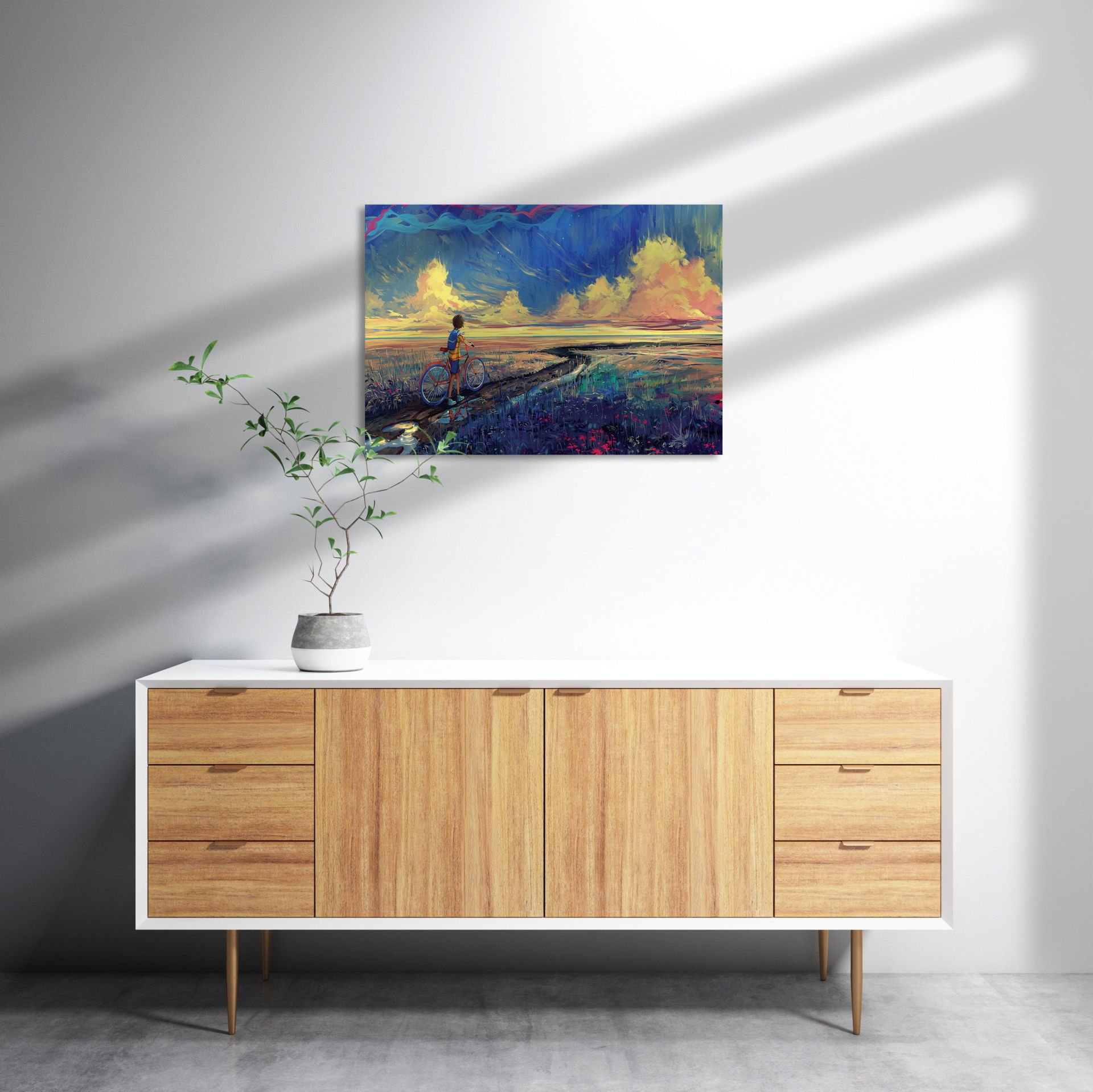 Bisikletli Çocuk MDF Akşap Duvar Tablo 25x35 cm