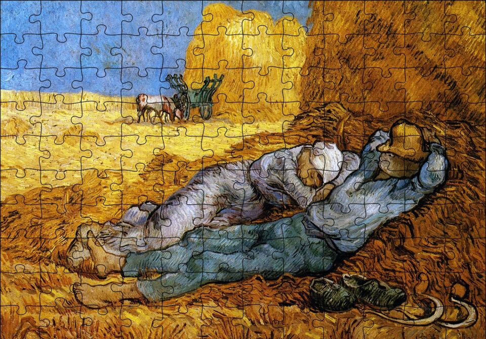 Çiftçi Karı Koca ve Saman Balyaları Puzzle Yapboz MDF Ahşap 120 Parça 24 cm X 34 cm