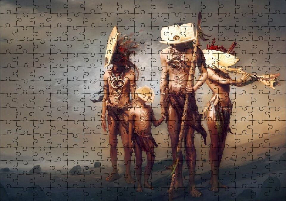Yerli Savaşçı Ailesi Silahlarıyla Puzzle Yapboz MDF Ahşap 255 Parça 34 cm X 49 cm