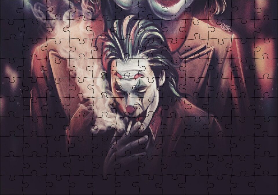Joker Sigara İçiyor Çizim Puzzle Yapboz MDF Ahşap