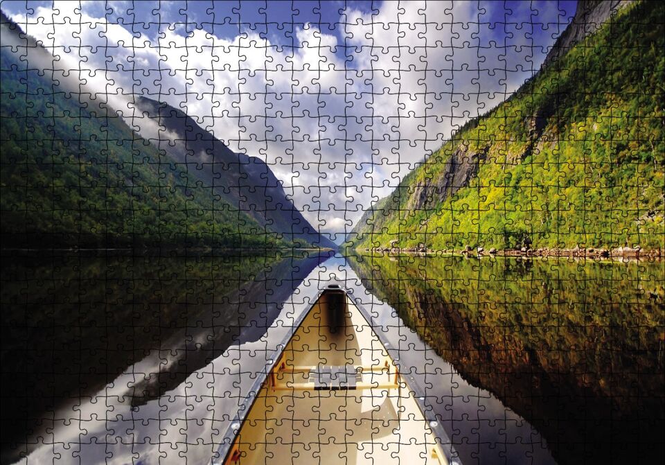 Nehirde Tekne Puzzle Yapboz MDF Ahşap 500 Parça 49 cm X 68 cm