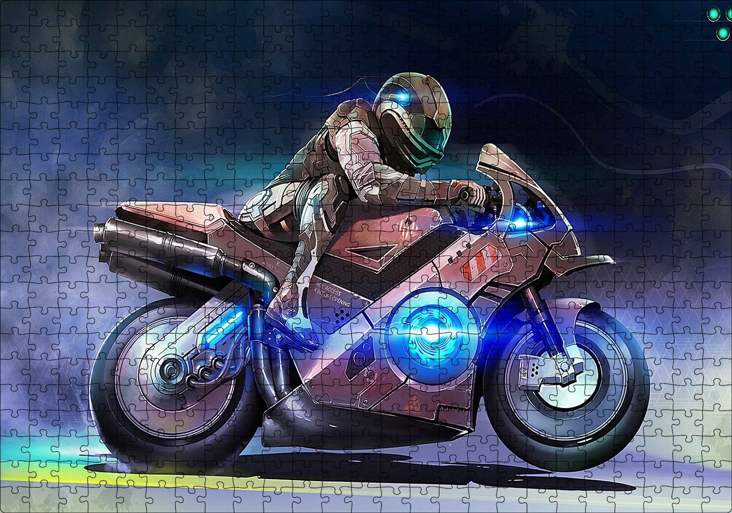 Parıltılı Motosiklet Eskizi Görseli Puzzle Yapboz MDF Ahşap 500 Parça 49 cm X 68 cm