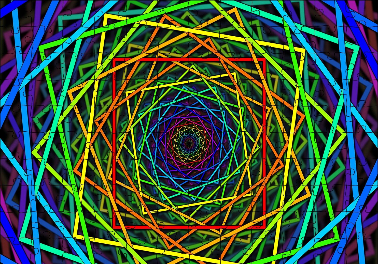 İçiçe Sarmal Renkli Kareler Puzzle Yapboz MDF Ahşap