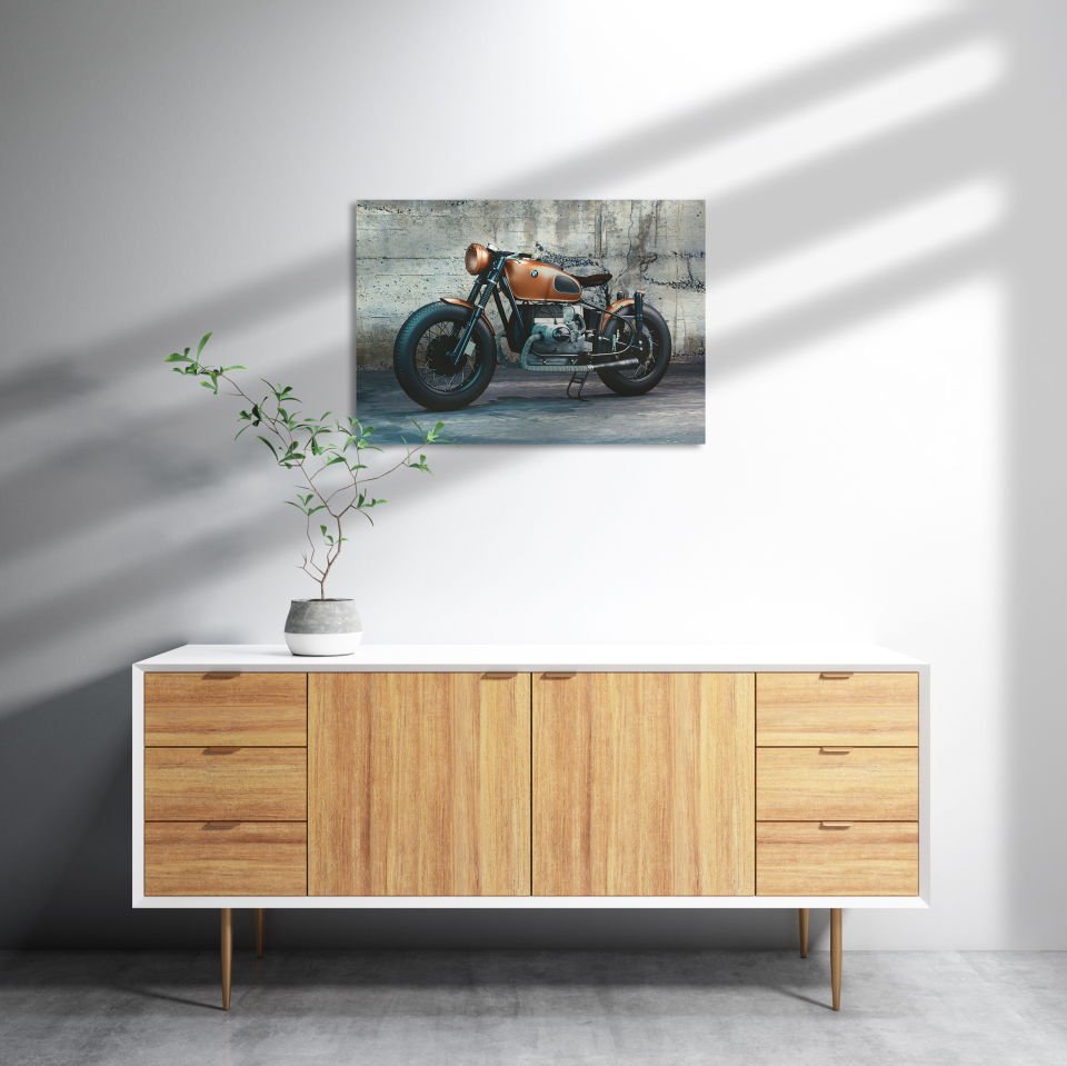 BMW Retro Motorsiklet MDF Akşap Duvar Tablo 50x70 cm