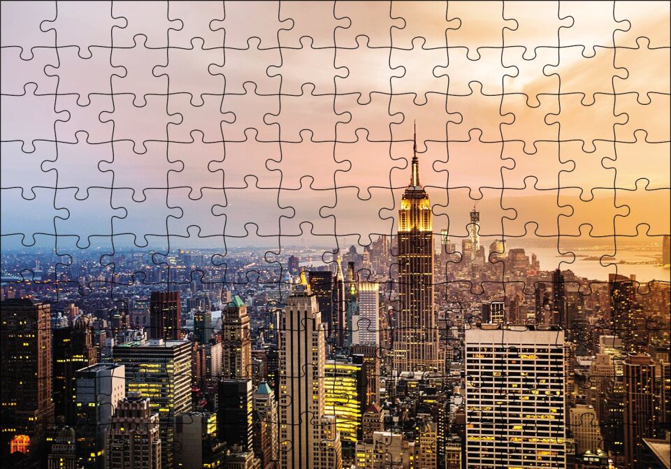 New York Şehri Puzzle Yapboz MDF Ahşap 120 Parça 24 cm X 34 cm