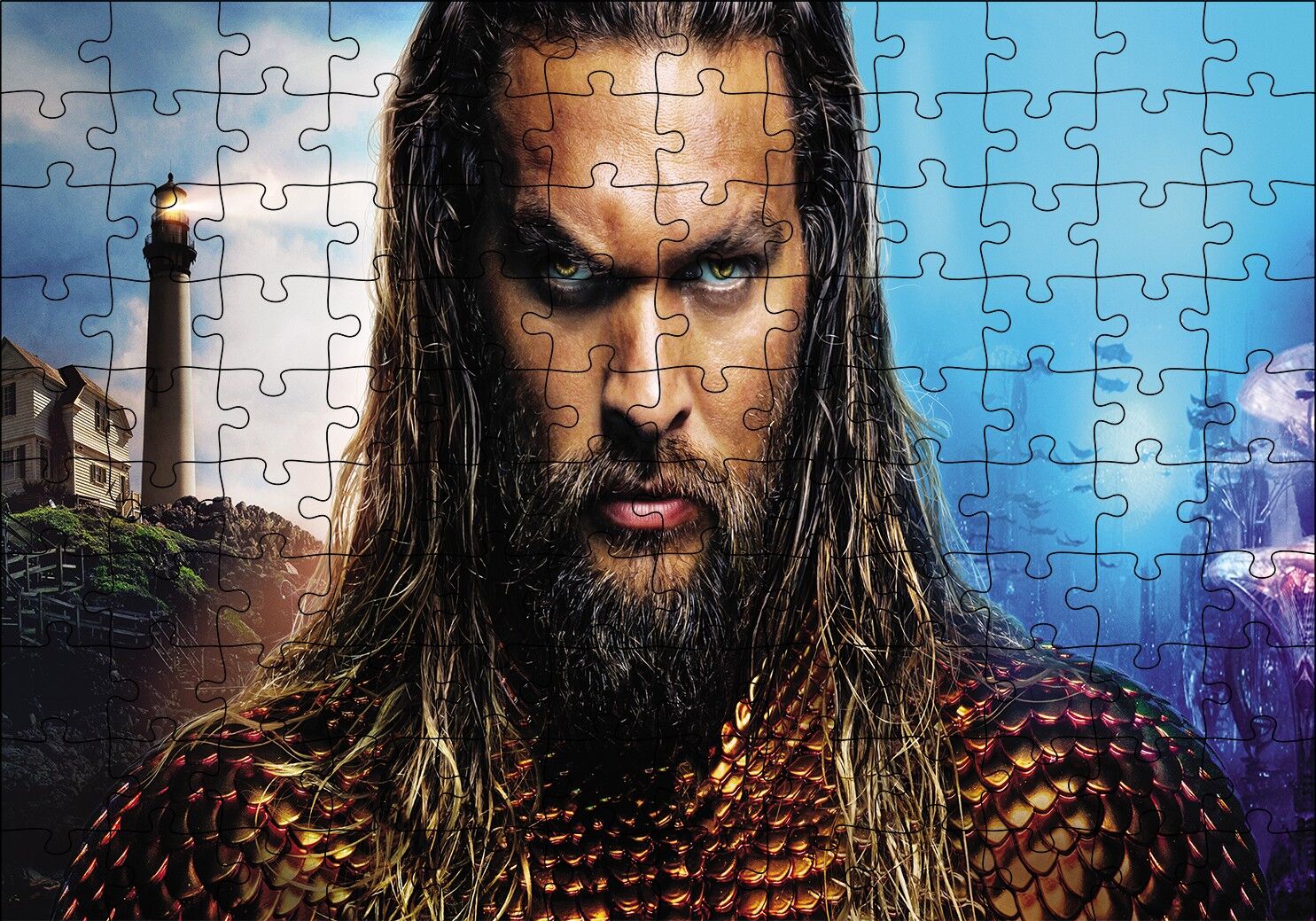 Aquaman Keskin Bakışlar Puzzle Yapboz MDF Ahşap 120 Parça 24 cm X 34 cm