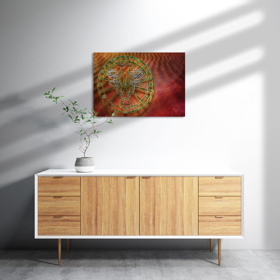 Boğa Burç Astroloji Sembol MDF Akşap Duvar Tablo 35x50 cm