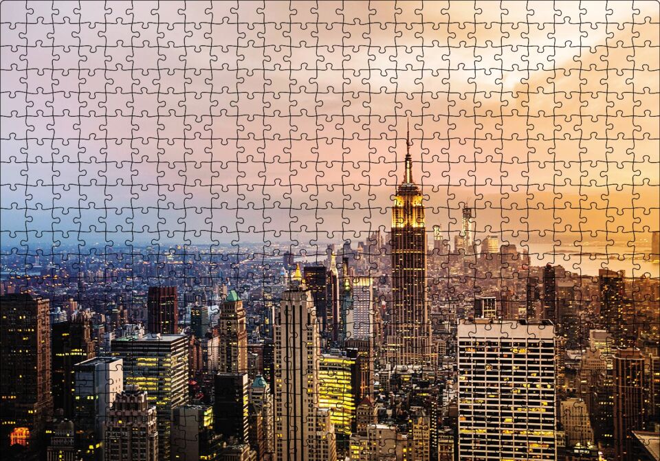 New York Şehri Puzzle Yapboz MDF Ahşap 500 Parça 49 cm X 68 cm