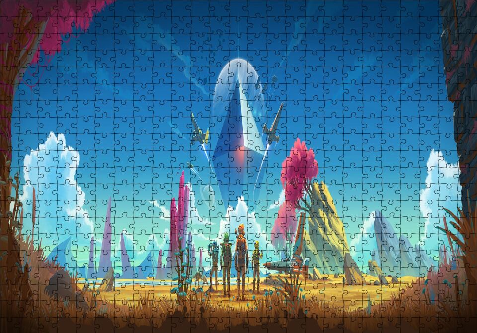 No Man's Sky Panoramik İllüstrasyon Puzzle Yapboz MDF Ahşap 500 Parça 49 cm X 68 cm