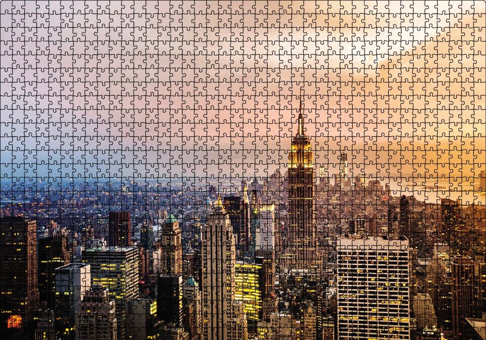 New York Şehri Puzzle Yapboz MDF Ahşap 1000 Parça 49 cm X 68 cm