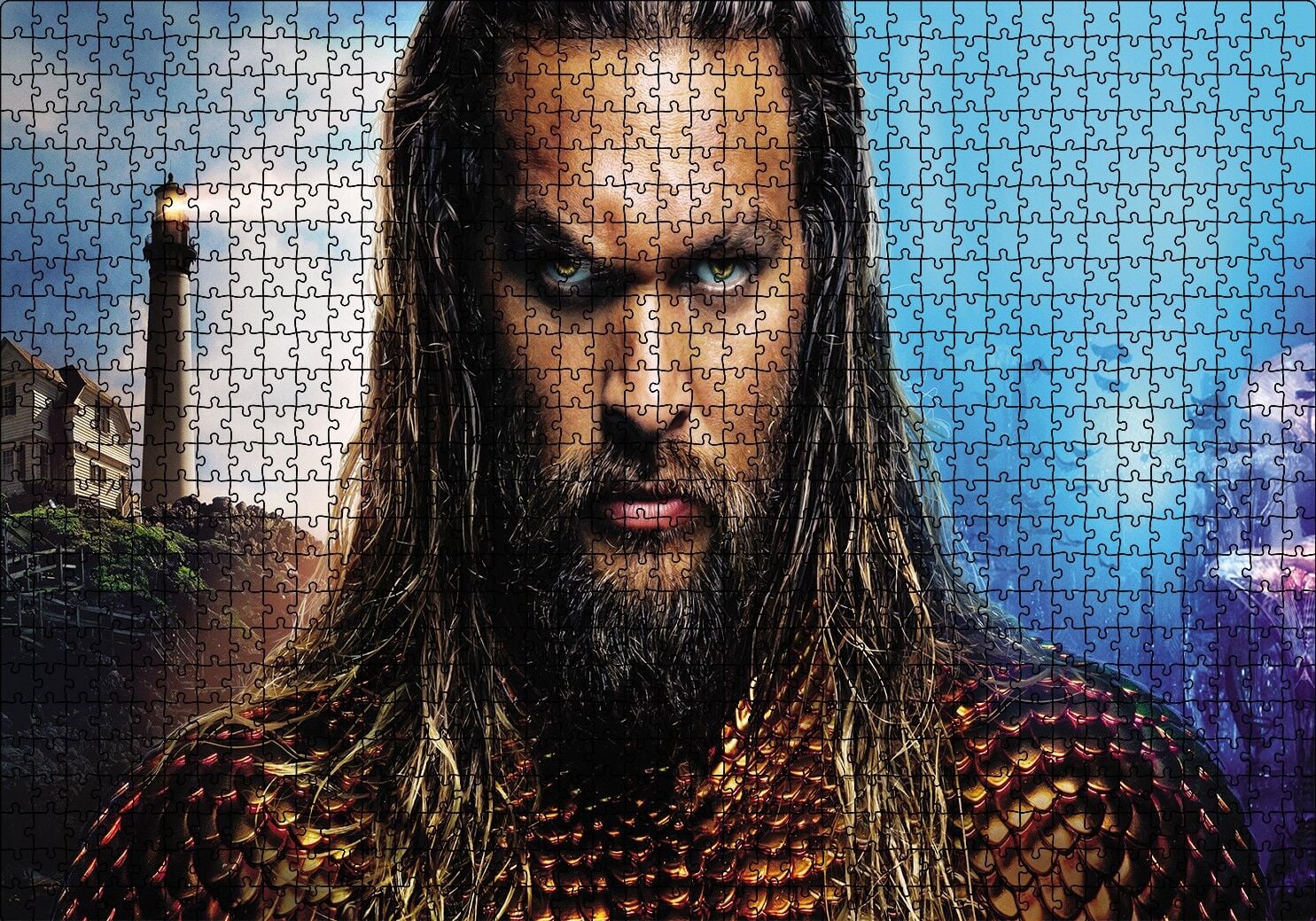 Aquaman Keskin Bakışlar Puzzle Yapboz MDF Ahşap 1000 Parça 49 cm X 68 cm
