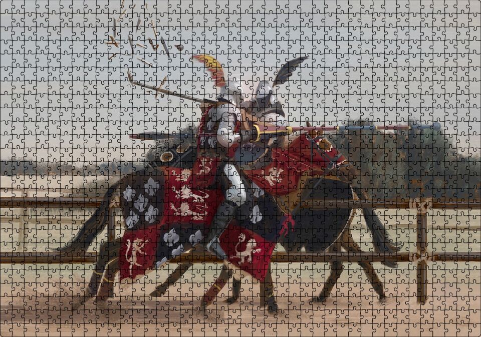 Şovalyelerin Çarpışması Görseli Puzzle Yapboz MDF Ahşap 1000 Parça 49 cm X 68 cm