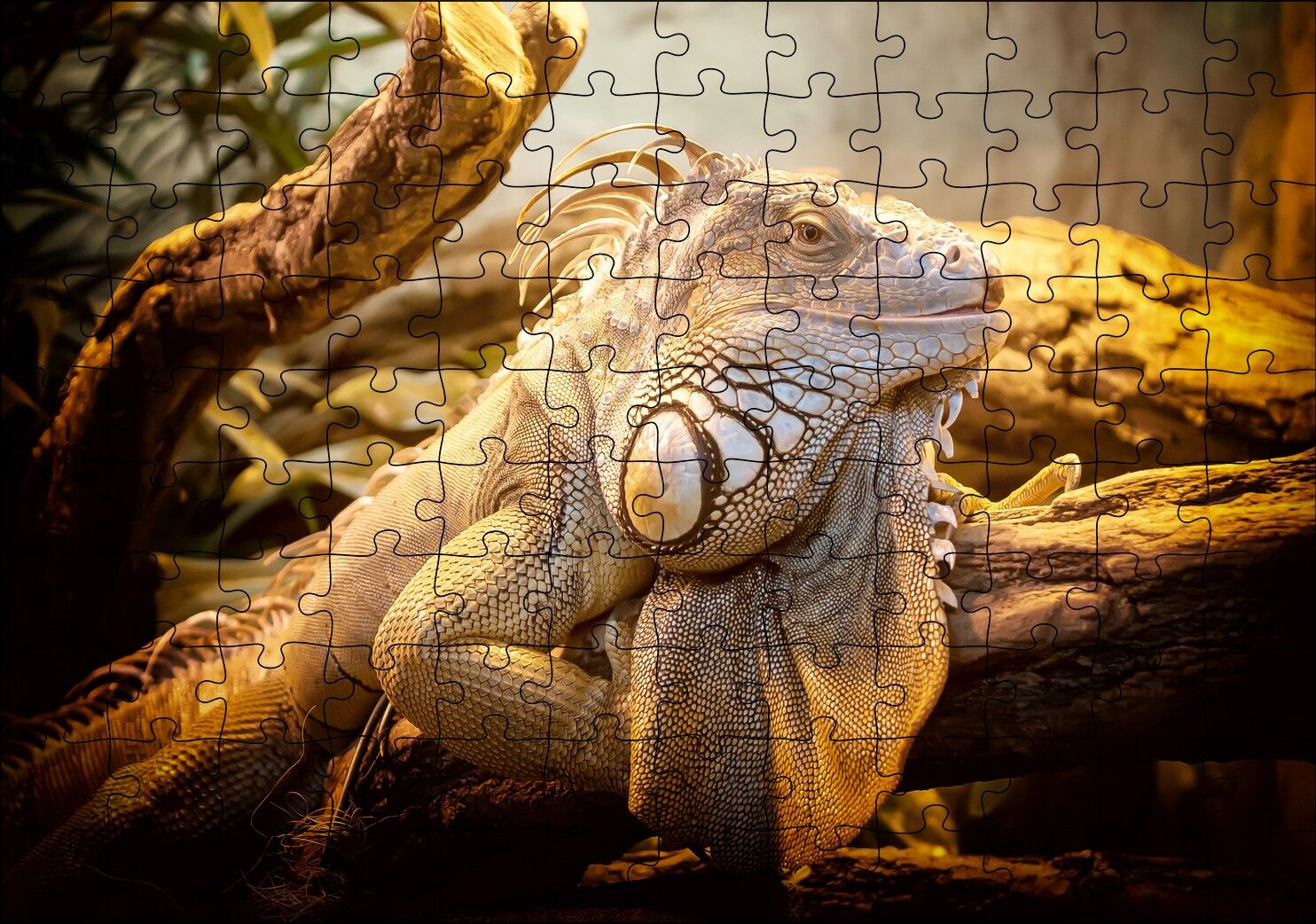 Kütükler Arasındaki Efsanevi Kertenkele Puzzle Yapboz MDF Ahşap 120 Parça 24 cm X 34 cm