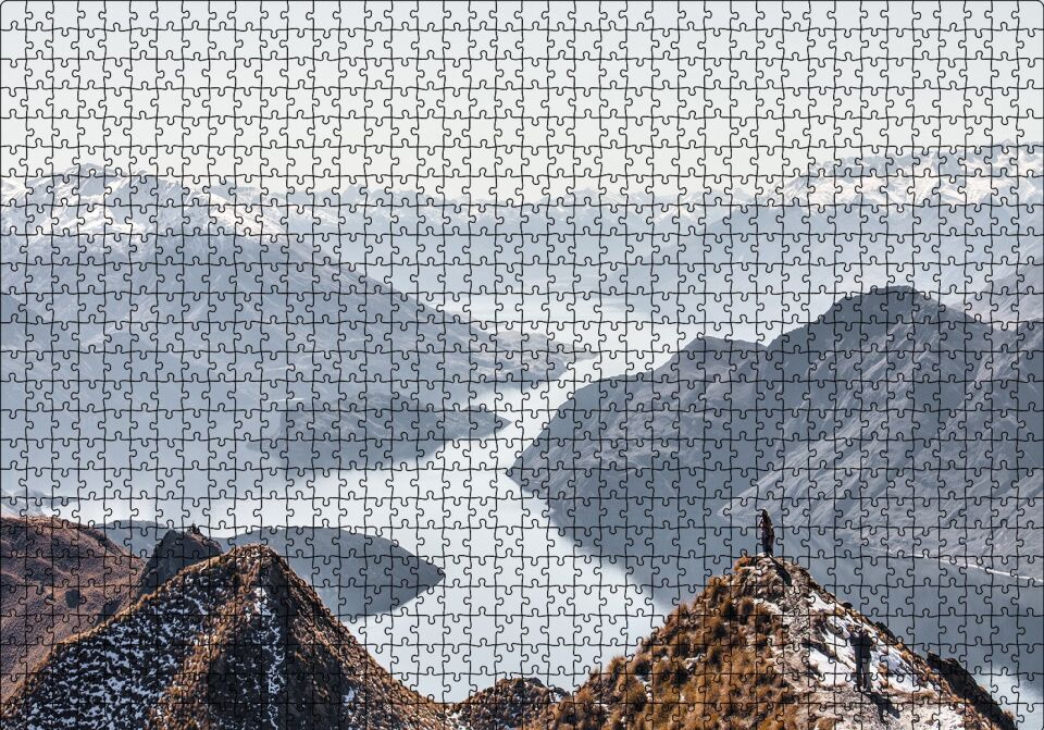 Muhteşem Göl ve Dağ Manzarası Puzzle Yapboz MDF Ahşap 1000 Parça 49 cm X 68 cm