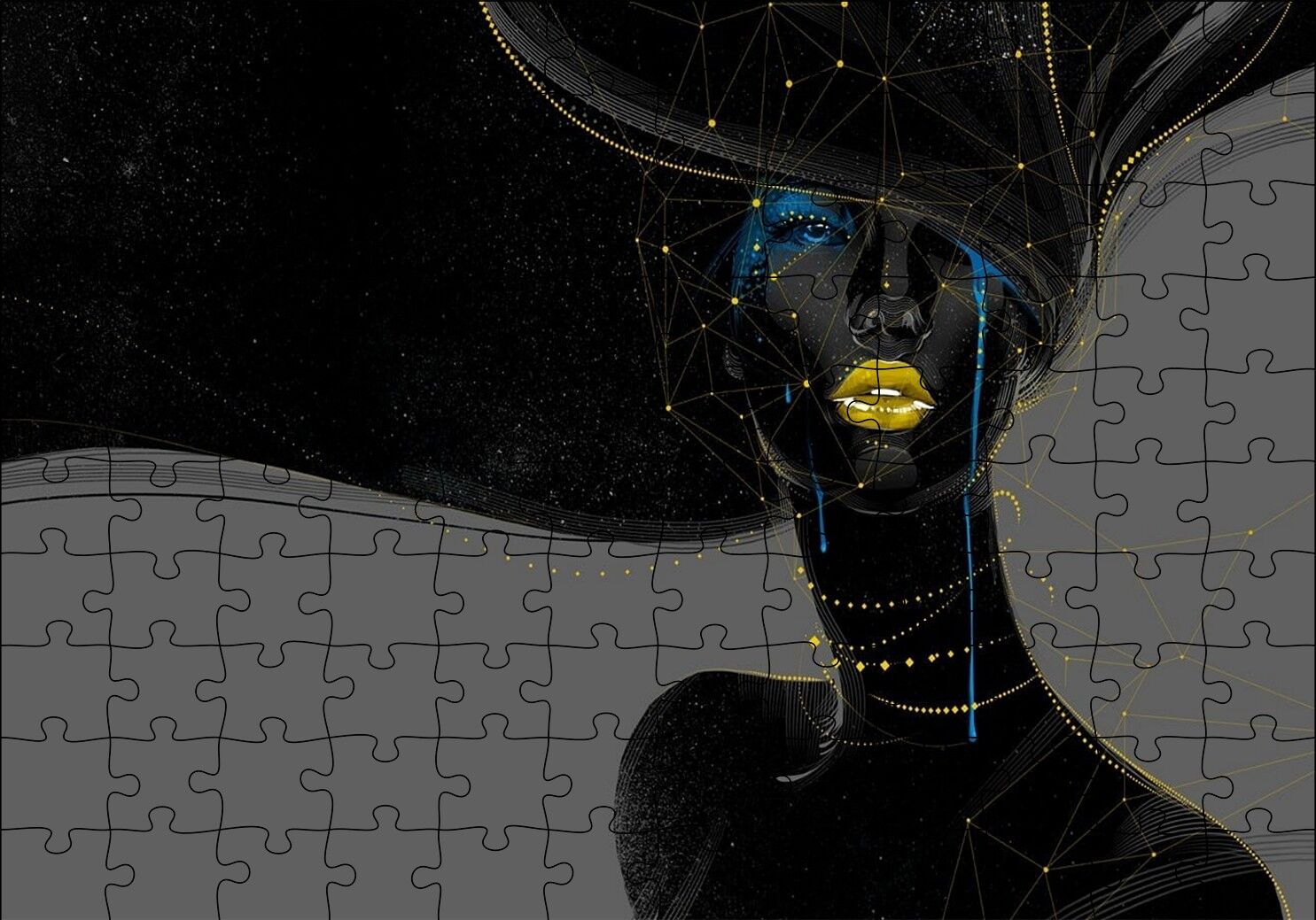 Kadın ve Takımyıldızlar Puzzle Yapboz MDF Ahşap