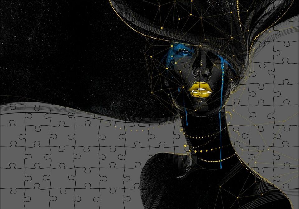 Kadın ve Takımyıldızlar Puzzle Yapboz MDF Ahşap