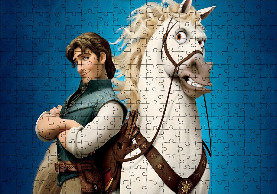 Tangled At ve Sürücüsü Puzzle Yapboz MDF Ahşap 255 Parça 34 cm X 49 cm