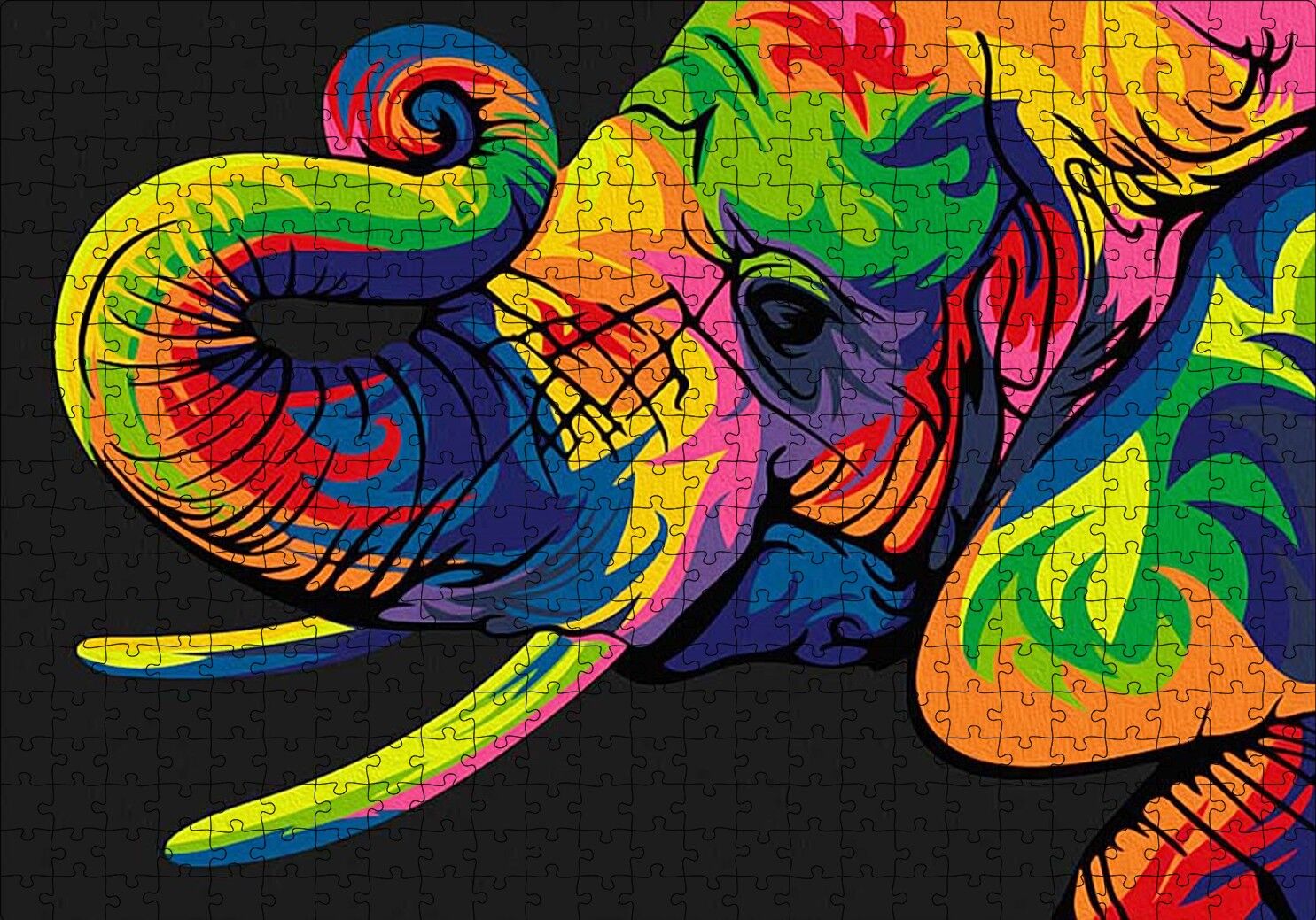Genç Fil Dijital Mozaik Puzzle Yapboz MDF Ahşap 500 Parça 49 cm X 68 cm