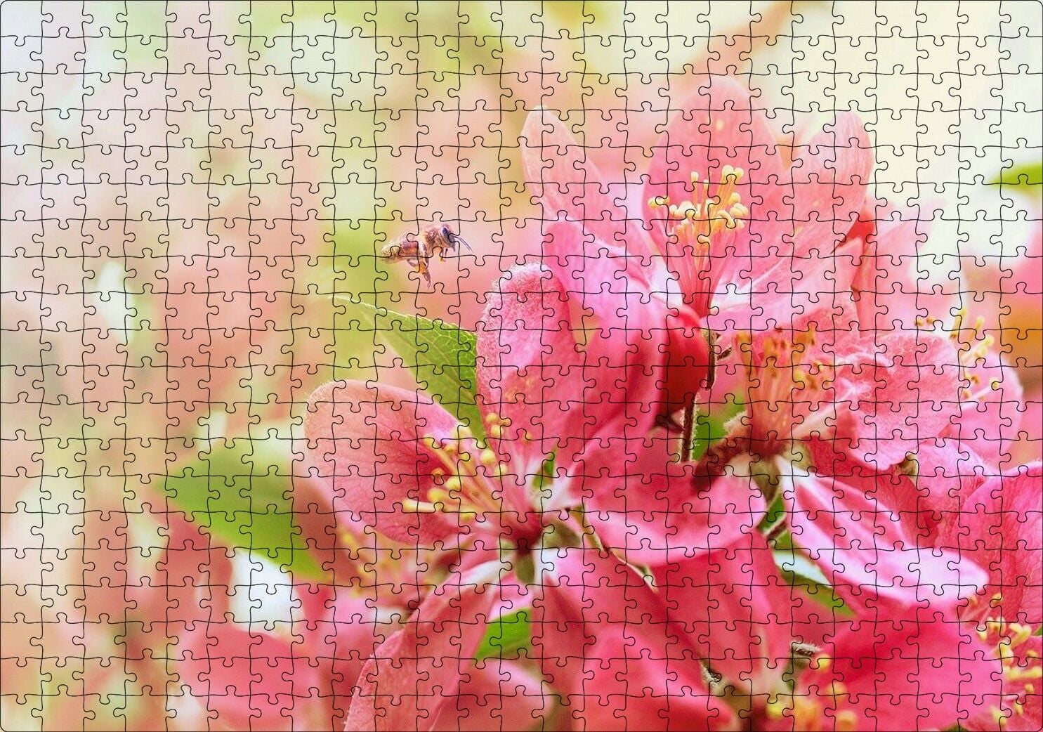 Pembe Elma Çiçeği Görseli Puzzle Yapboz MDF Ahşap 500 Parça 49 cm X 68 cm