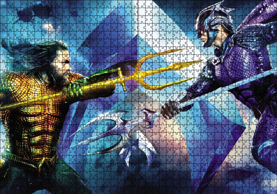 Aquaman VS King Orm Karşılaşması Puzzle Yapboz MDF Ahşap 1000 Parça 49 cm X 68 cm