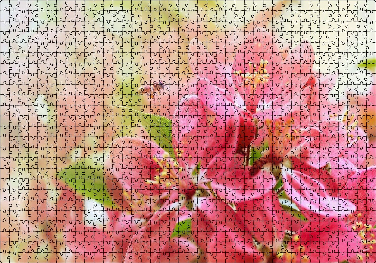 Pembe Elma Çiçeği Görseli Puzzle Yapboz MDF Ahşap 1000 Parça 49 cm X 68 cm