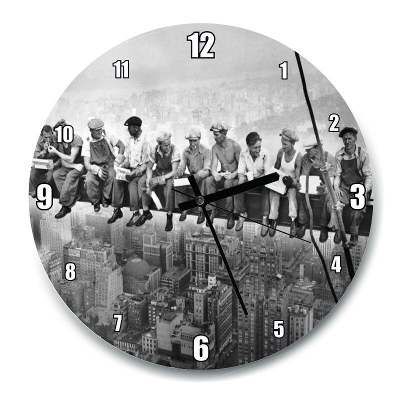 Gökdelende Öğle Yemeği Amerika  Mdf Ahşap Duvar Saati