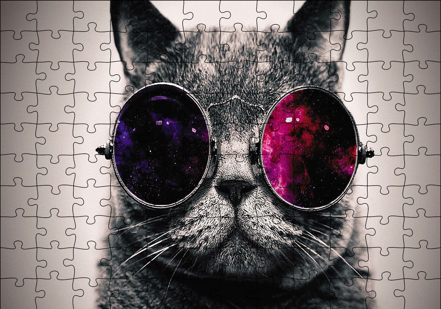 Gözlüklü Kedi Puzzle Yapboz MDF Ahşap 120 Parça 24 cm X 34 cm